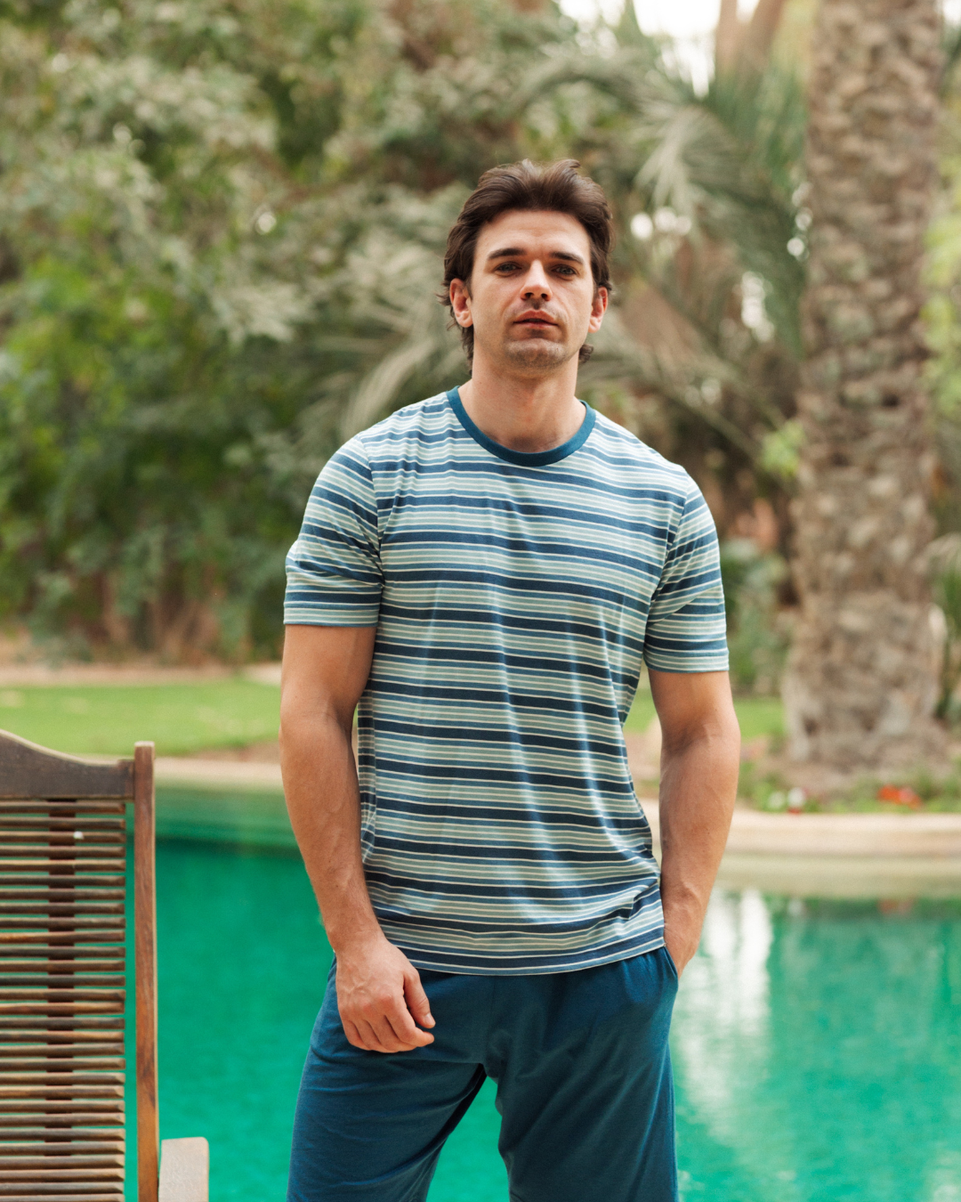 بيجاما رجالى سترايبر نصف كم و شورت ساده