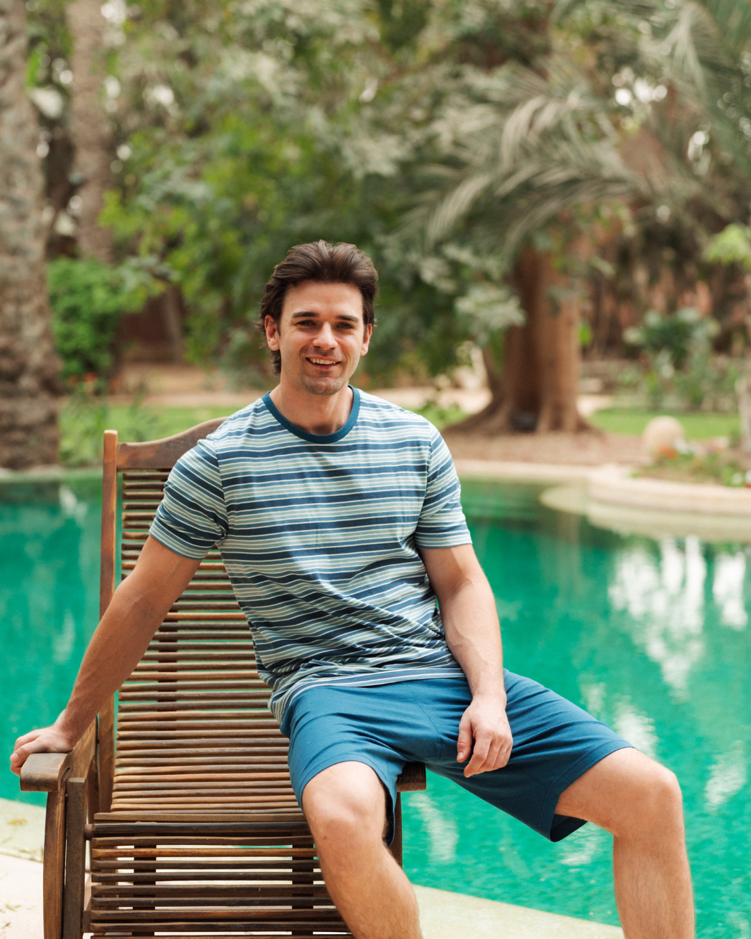 بيجاما رجالى سترايبر نصف كم و شورت ساده