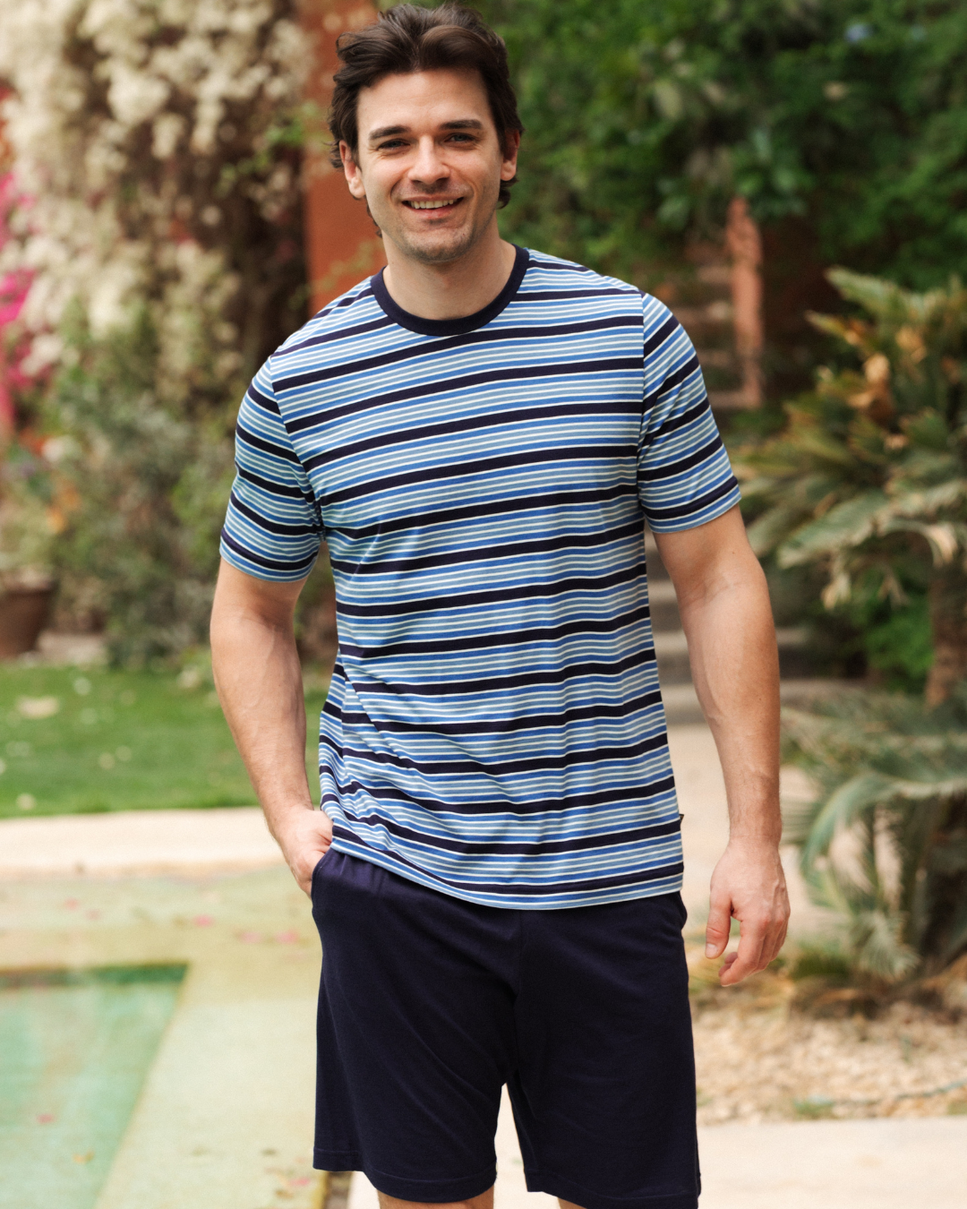 بيجاما رجالى سترايبر نصف كم و شورت ساده