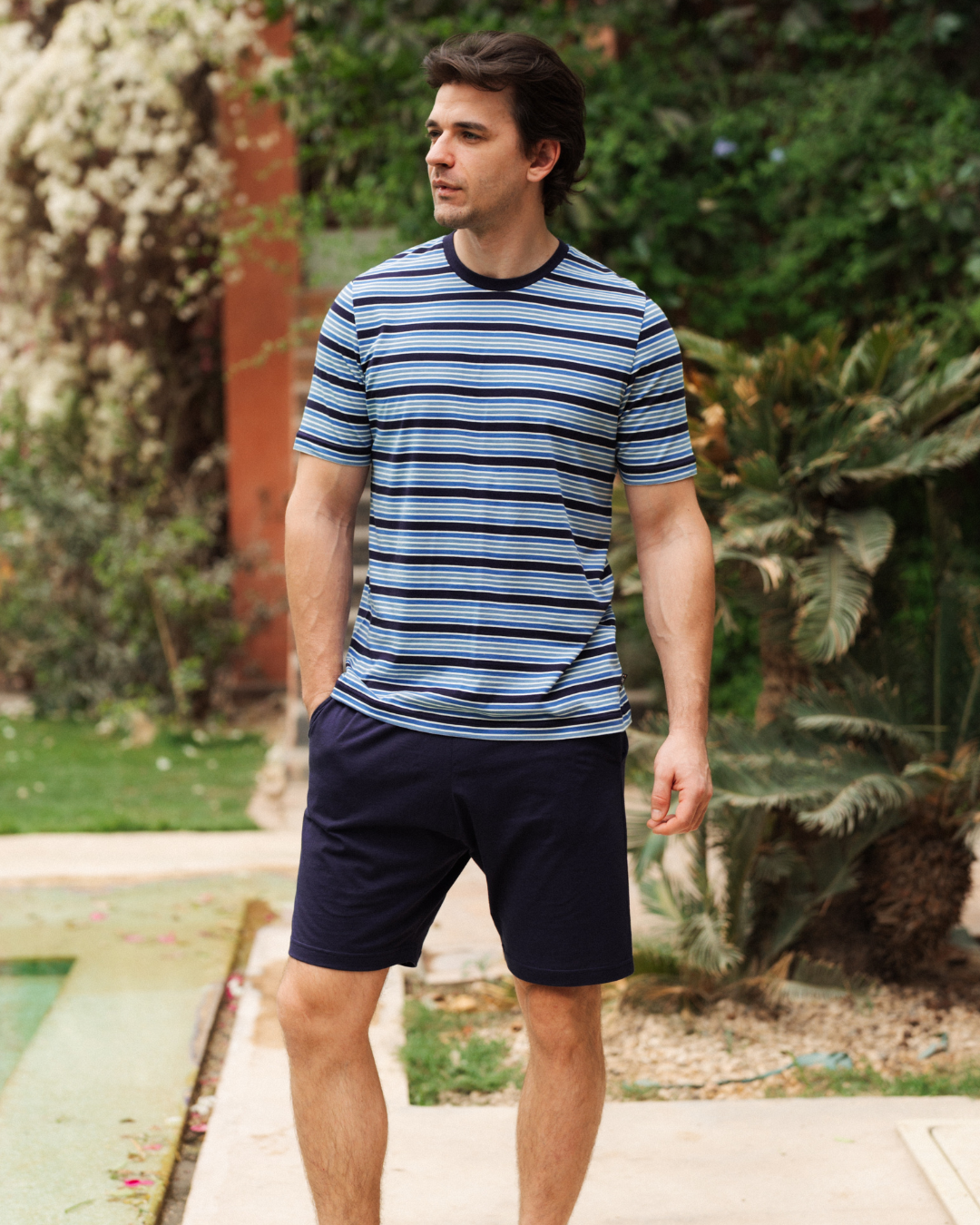 بيجاما رجالى سترايبر نصف كم و شورت ساده