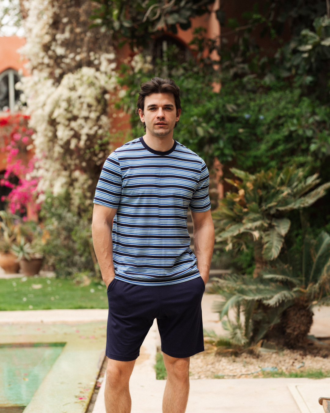 بيجاما رجالى سترايبر نصف كم و شورت ساده