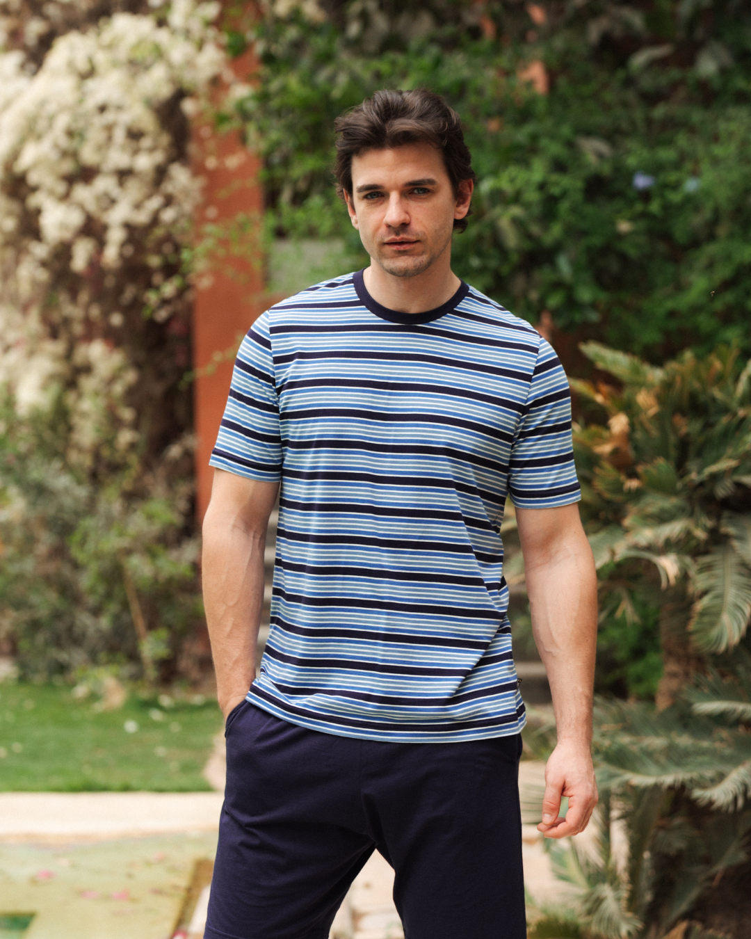 بيجاما رجالى سترايبر نصف كم و شورت ساده