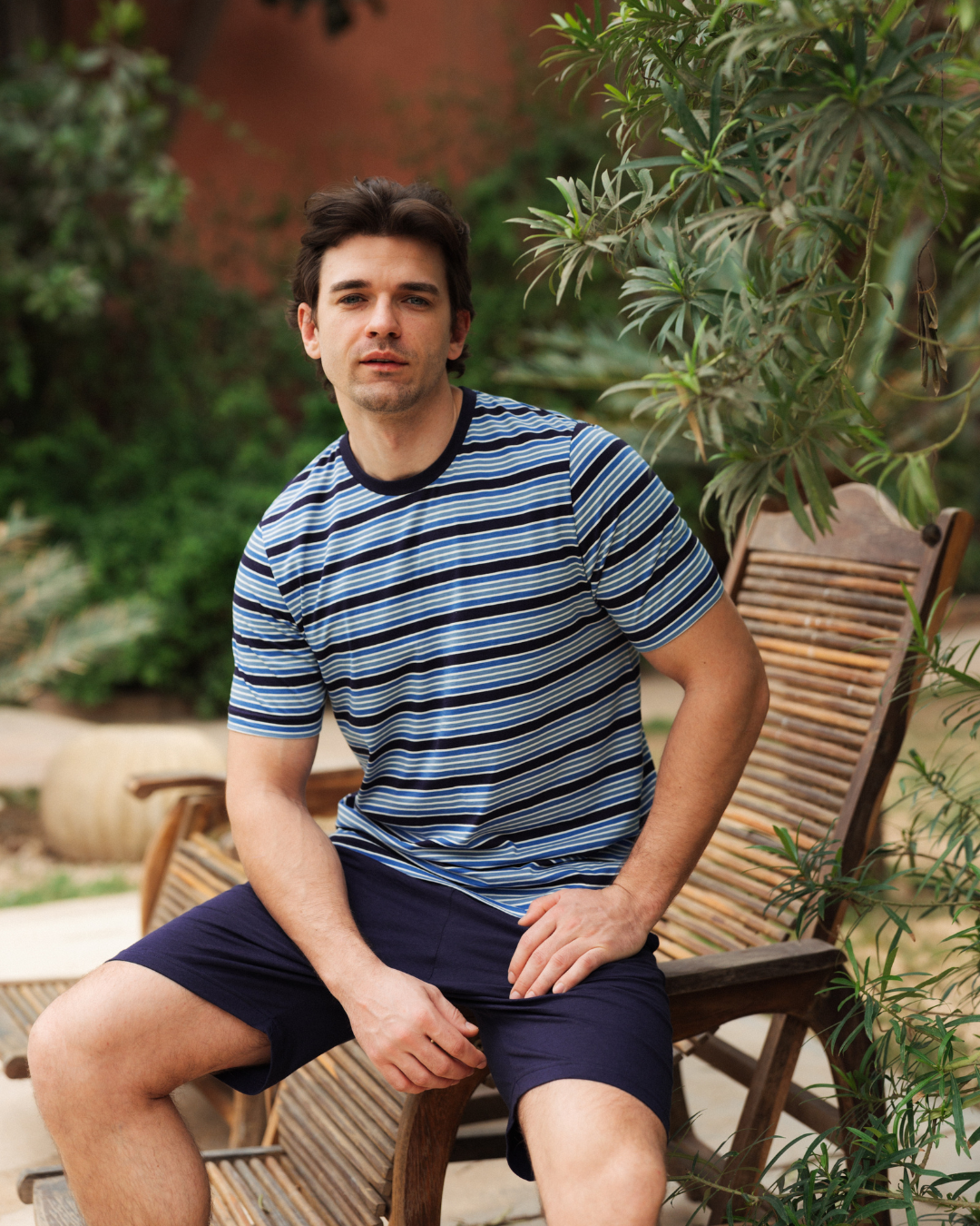 بيجاما رجالى سترايبر نصف كم و شورت ساده