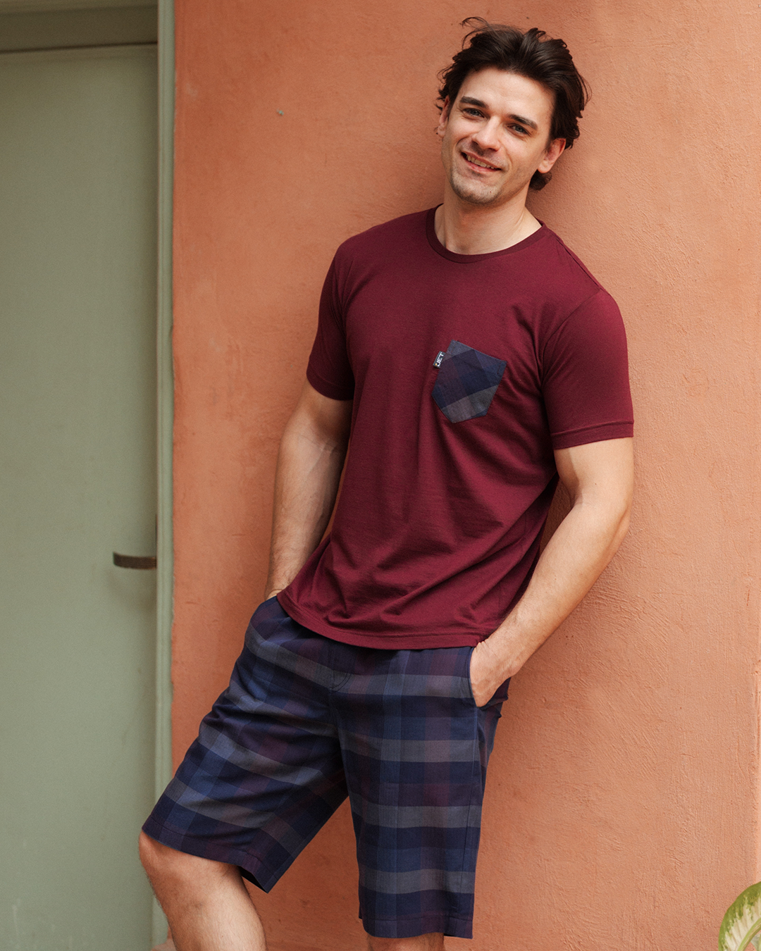 بيجامة رجالى سادة نص كم و شورت كاروه