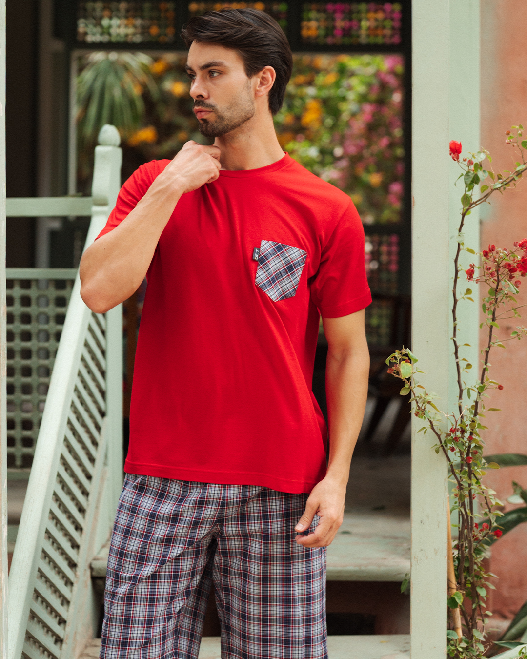 بيجامة رجالى سادة نص كم و شورت كاروه