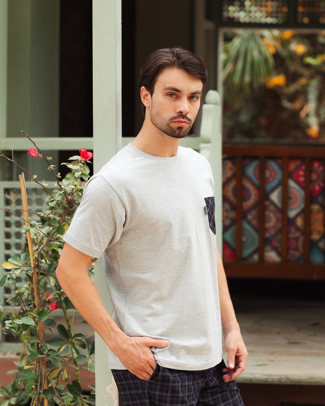 بيجامة رجالى سادة نص كم و شورت كاروه