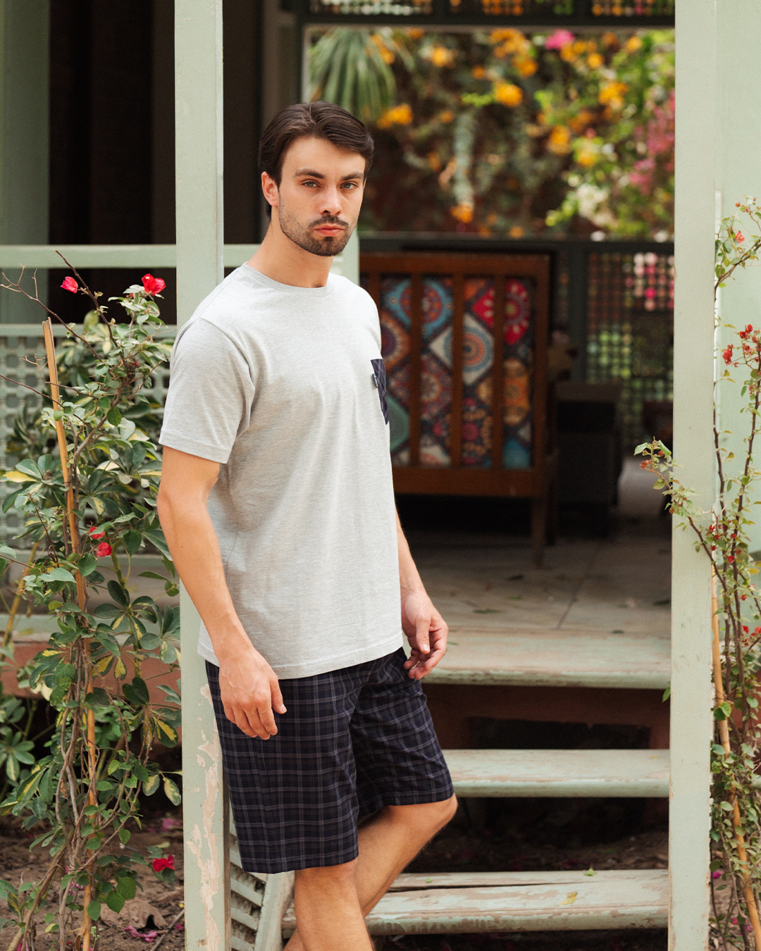 بيجامة رجالى سادة نص كم و شورت كاروه