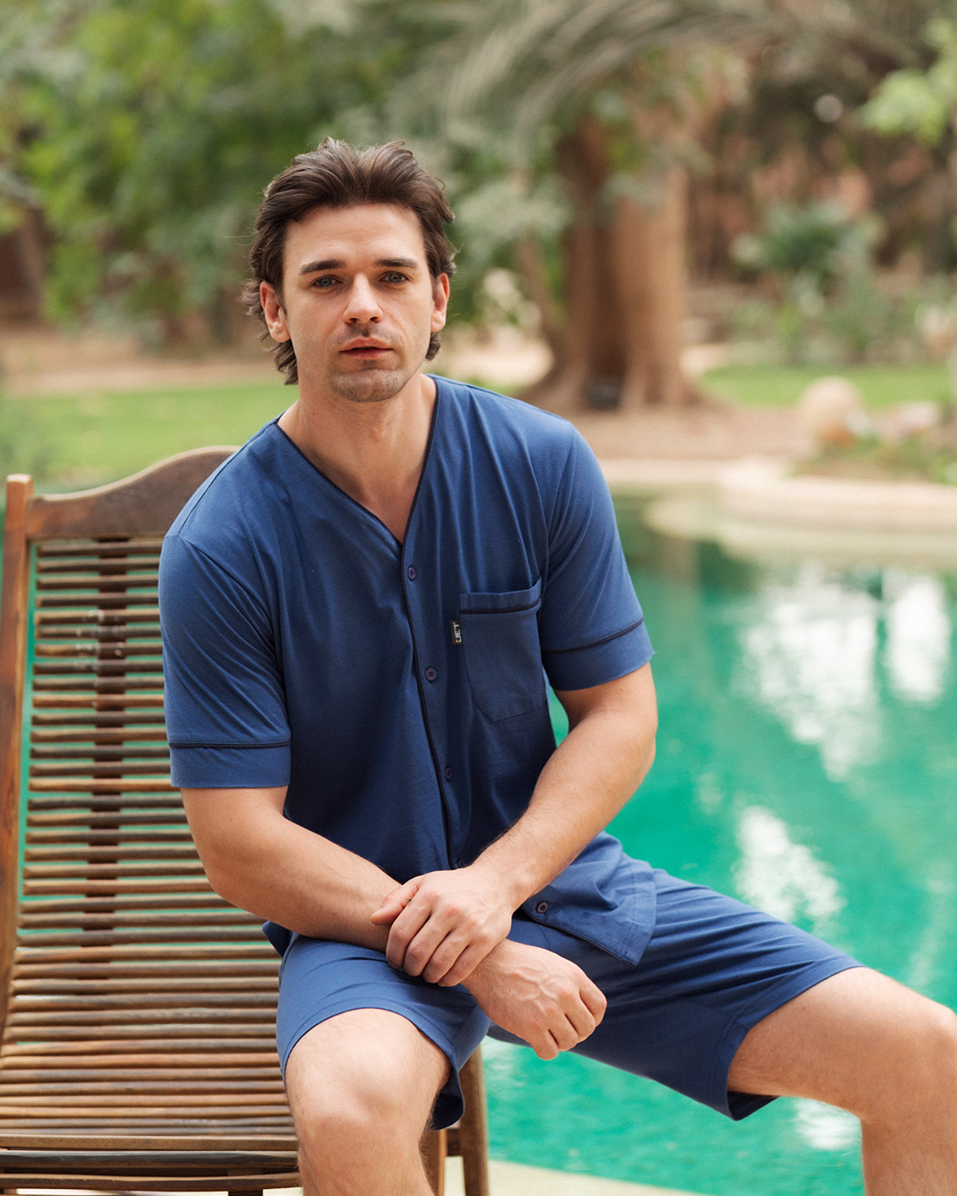 بيجاما رجالى مفتوح بزراير نص كم و شورت