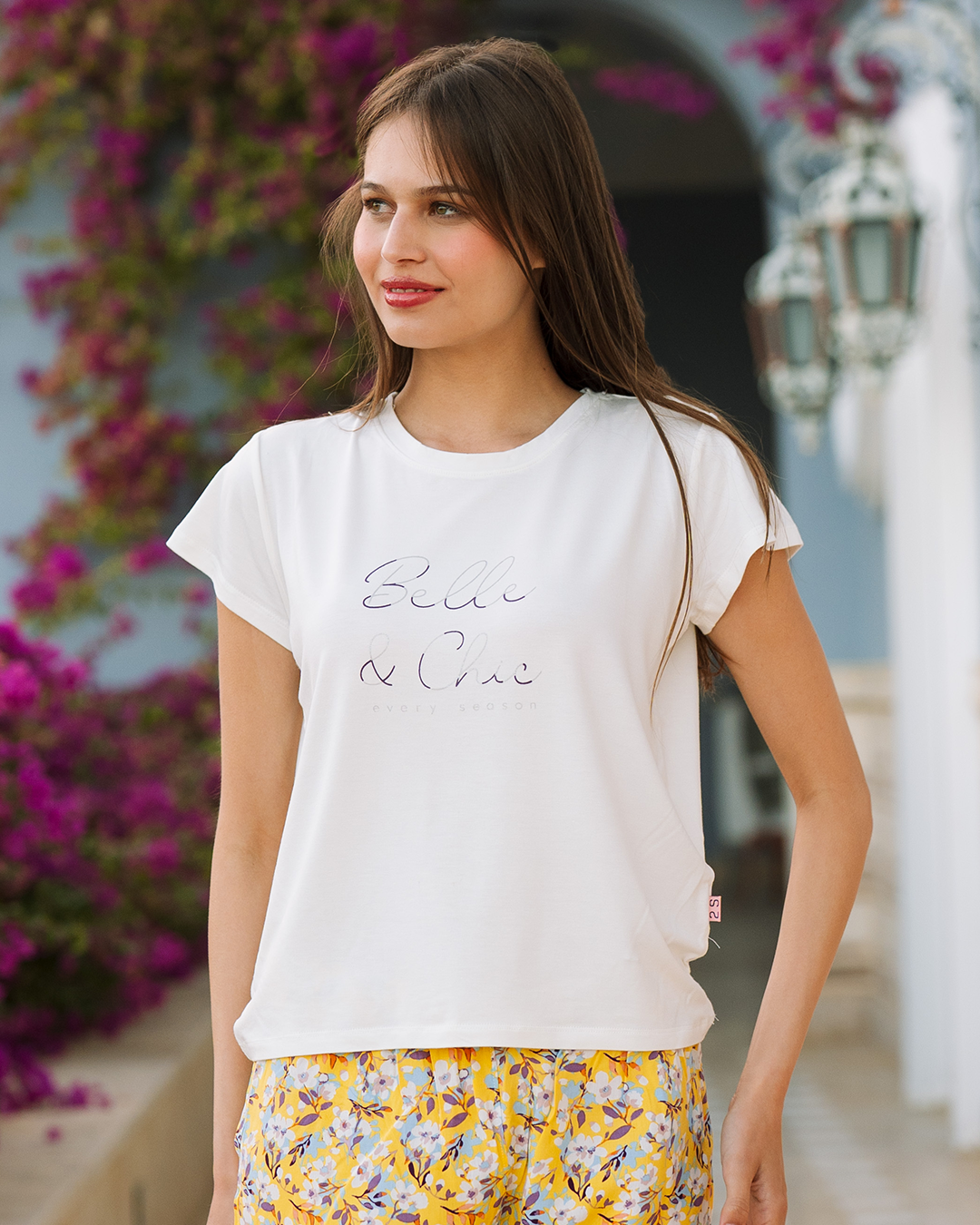 Belle and chic women's half-sleeve pajamas Viscose woven