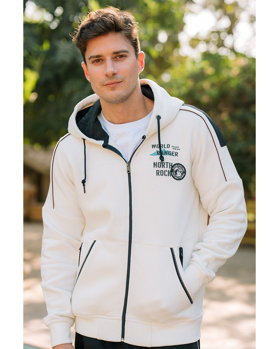 WORLD RANGER Men's Pajamas with Hood, Open Zipper and Pockets