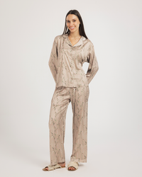 Button Up Pajama pants Printed Satin