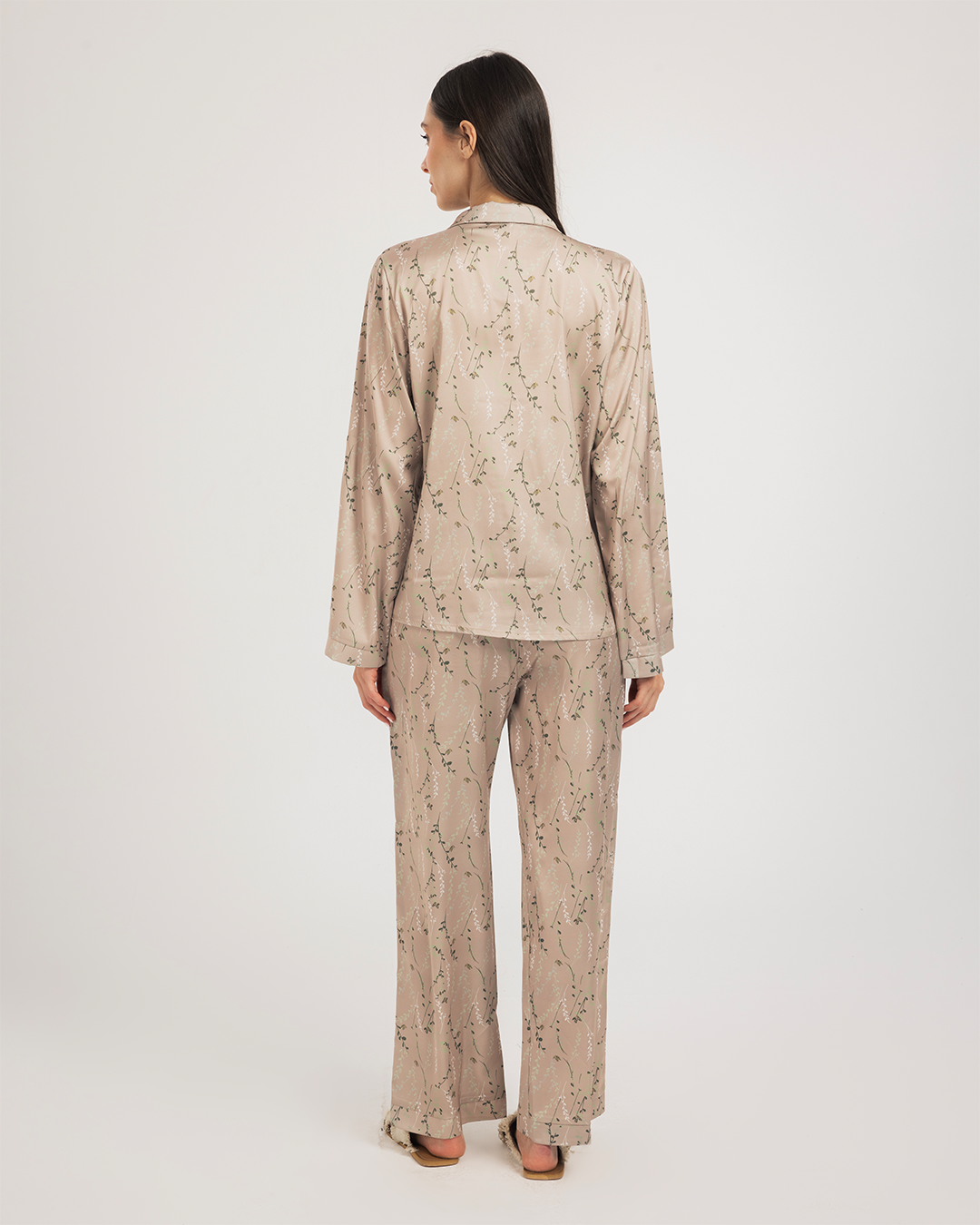 Button Up Pajama pants Printed Satin