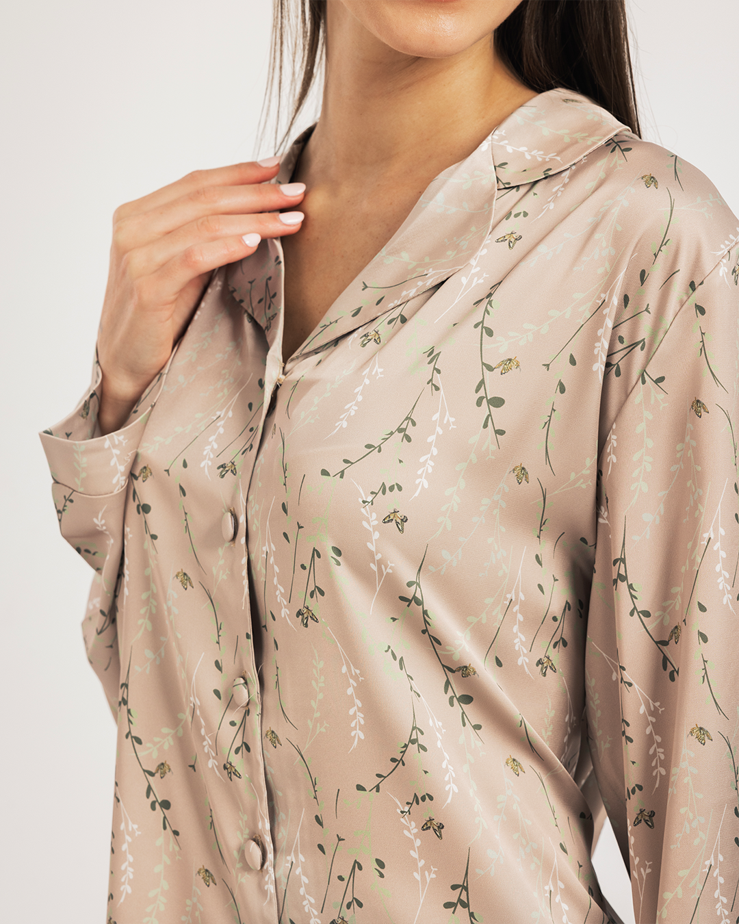 Button Up Pajama pants Printed Satin