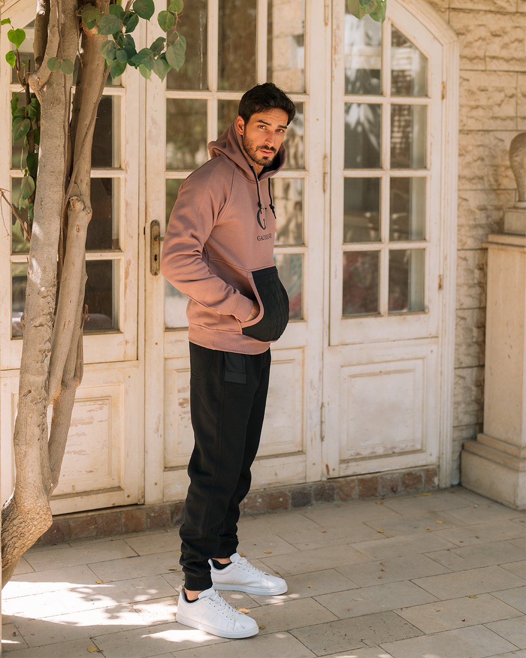 G/V Men's Pajamas with Hood and Pockets, Printed on the Chest