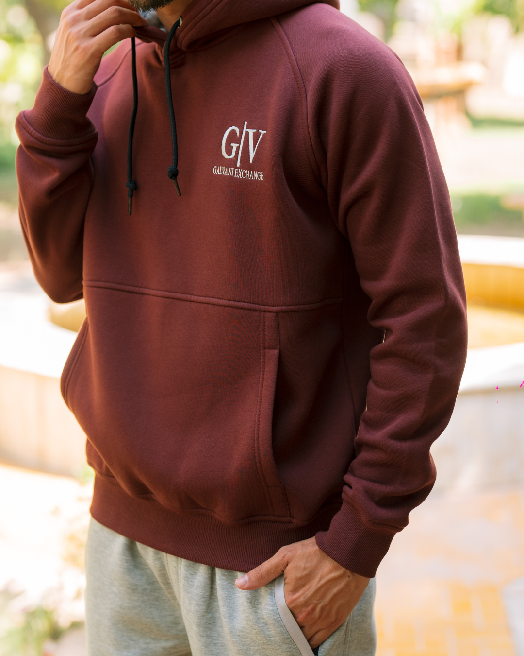 G/V GALVANI EXCHANGE Men's hooded pajama with pockets and chest print