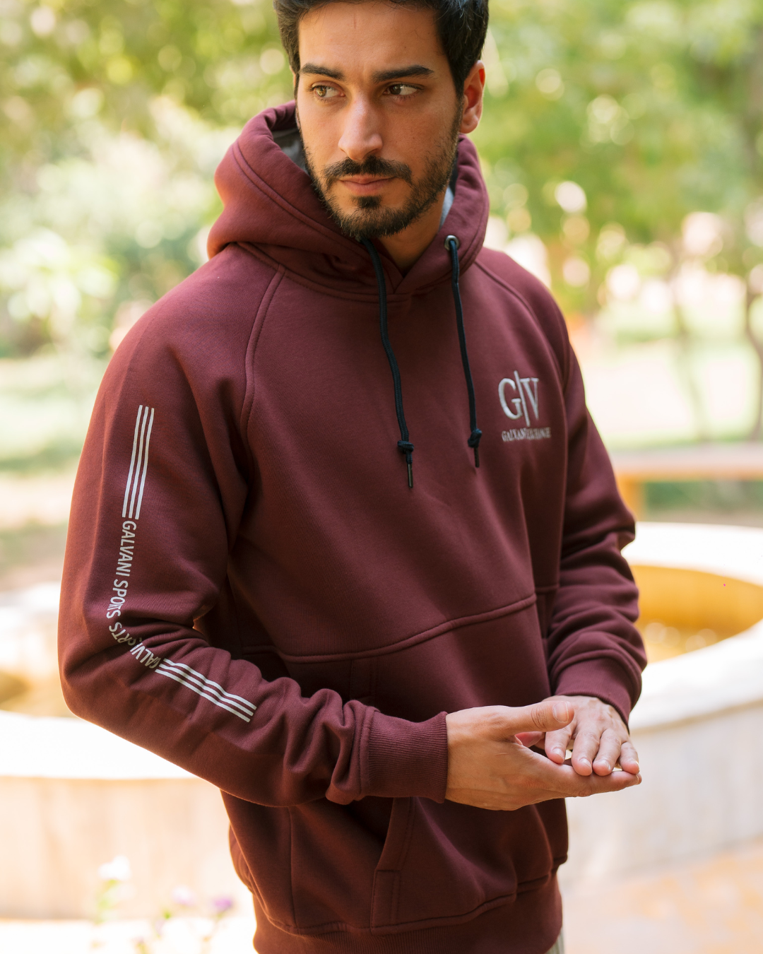 G/V GALVANI EXCHANGE Men's hooded pajama with pockets and chest print