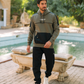 Galvani style Jeans Men's pajamas with hood and pockets, printed on the chest