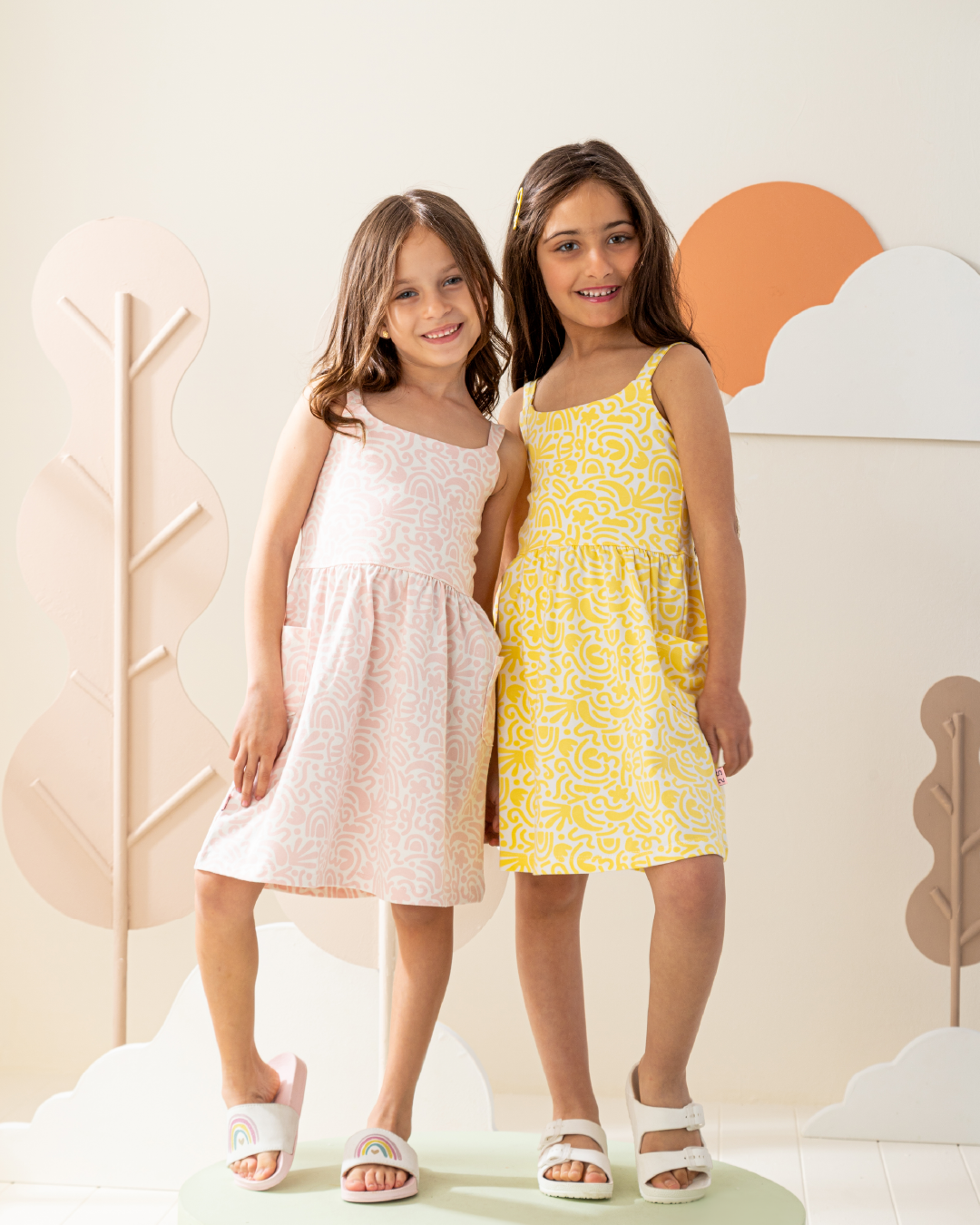 فستان قطن مطبوع مع جيوب كبيره