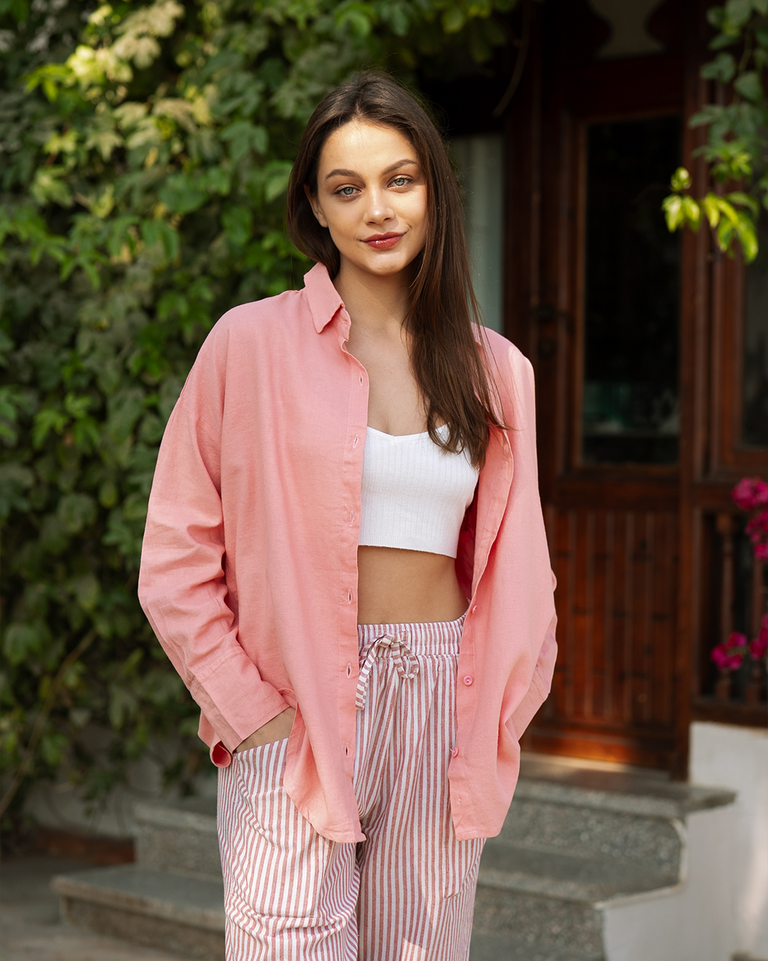 قميص كتان فضفاض