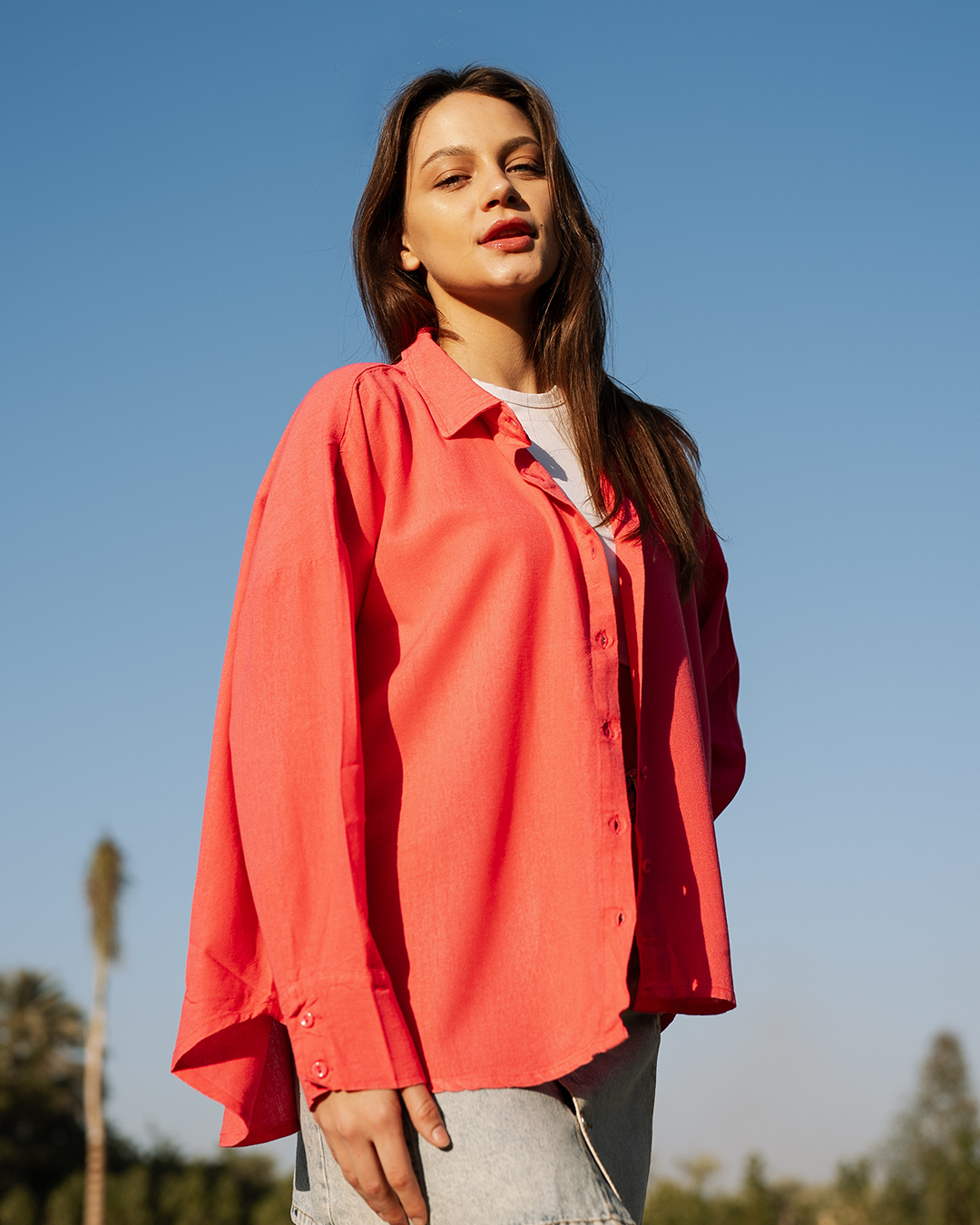 قميص كتان فضفاض