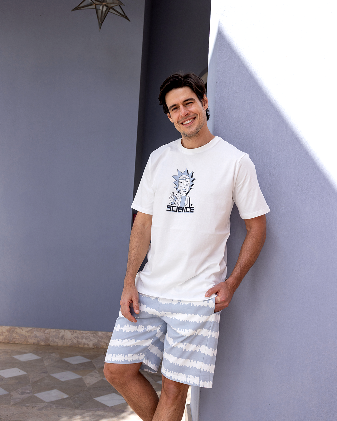 Pajama Shorts summer melton w a half sleeve printed top