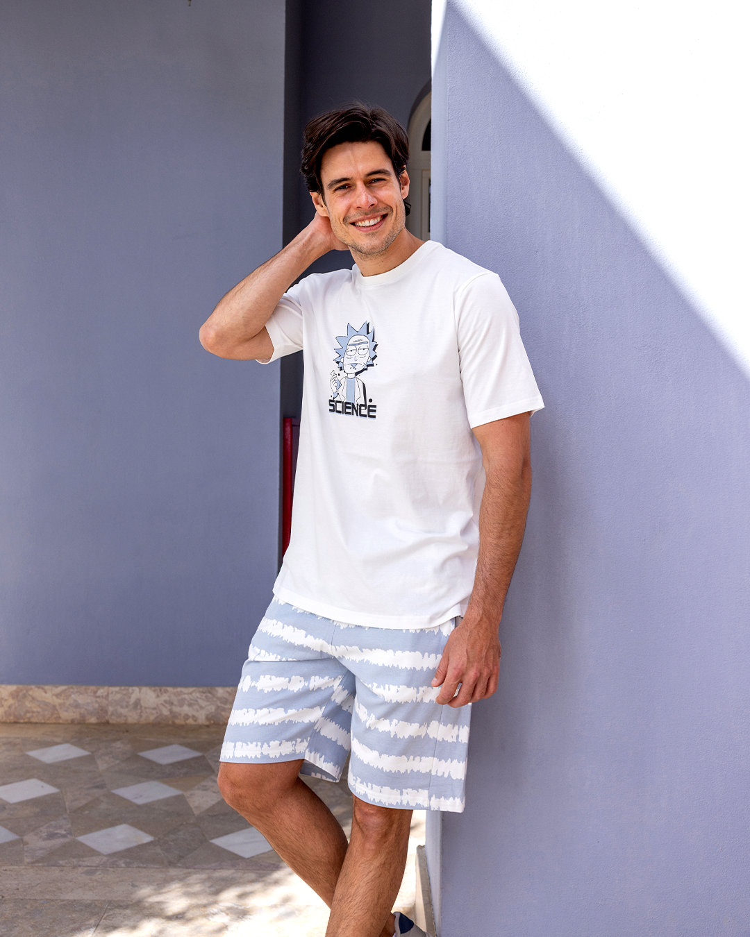 Pajama Shorts summer melton w a half sleeve printed top