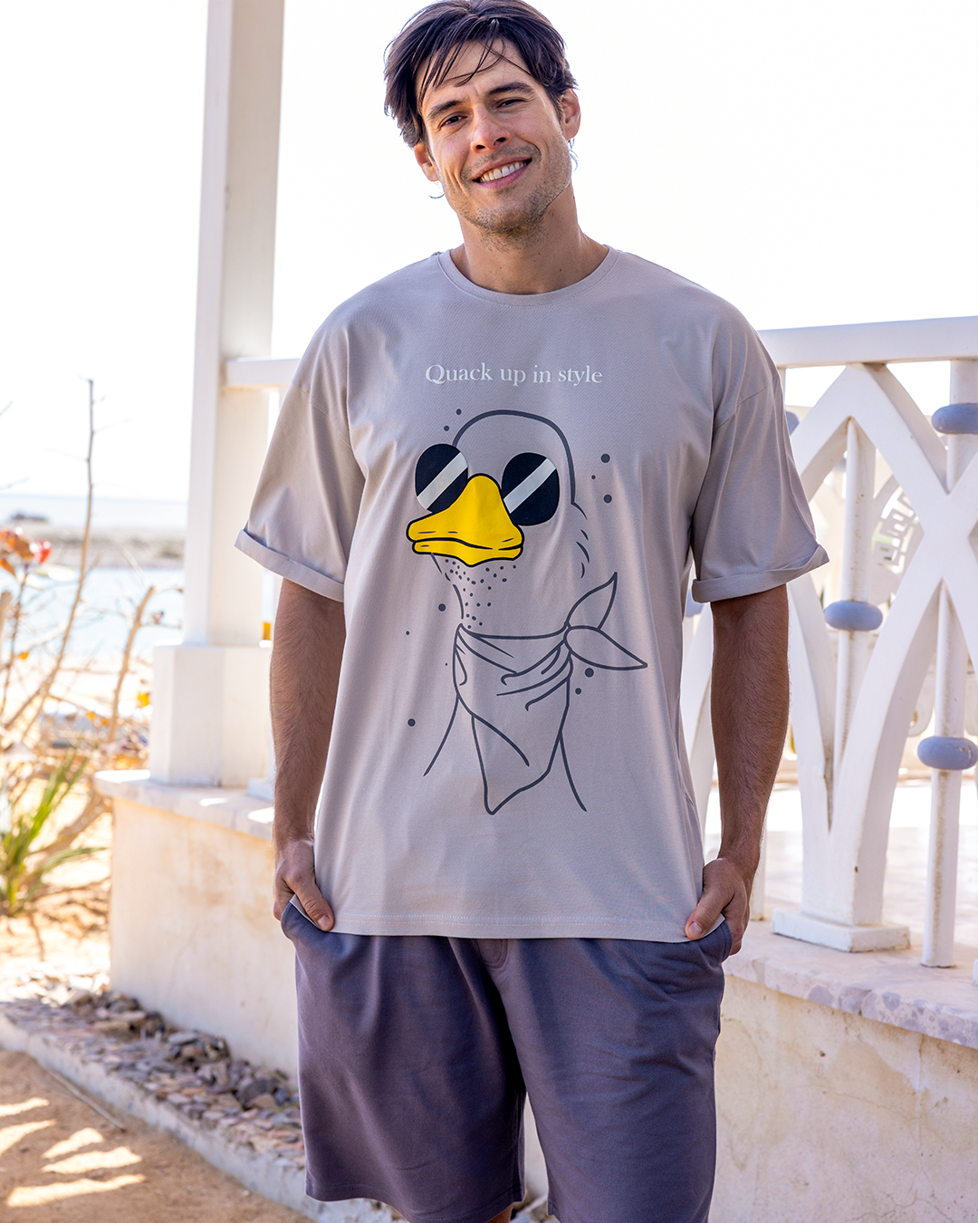 بيجاما تشيرت نص كم و شورت قطن