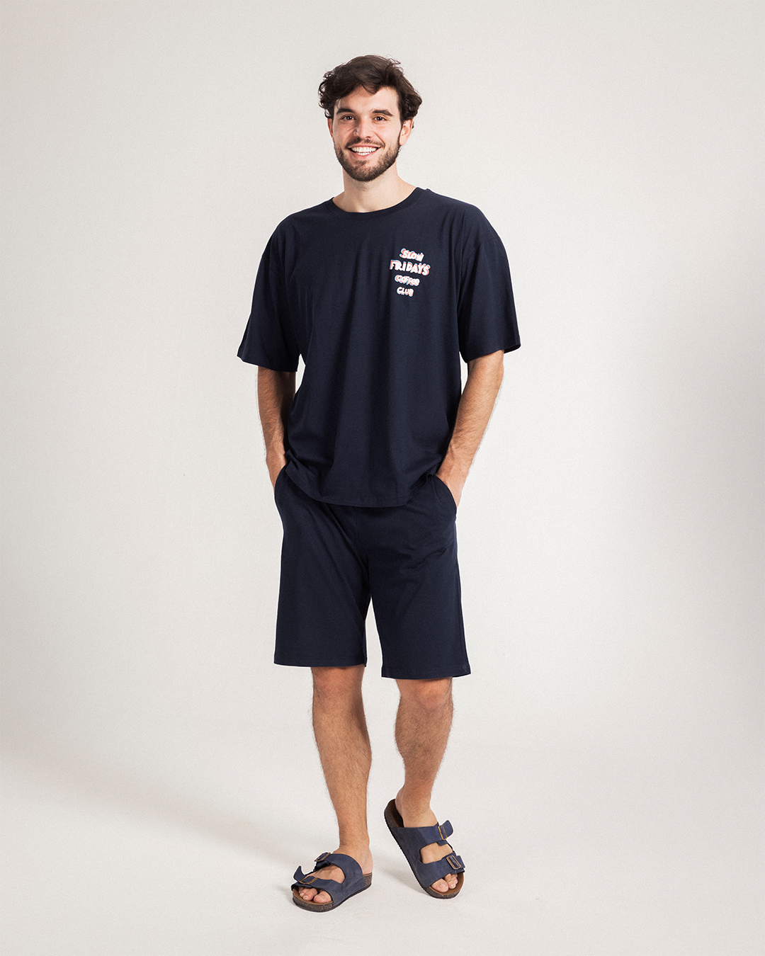 بيجاما نص كُم و شورت قطن