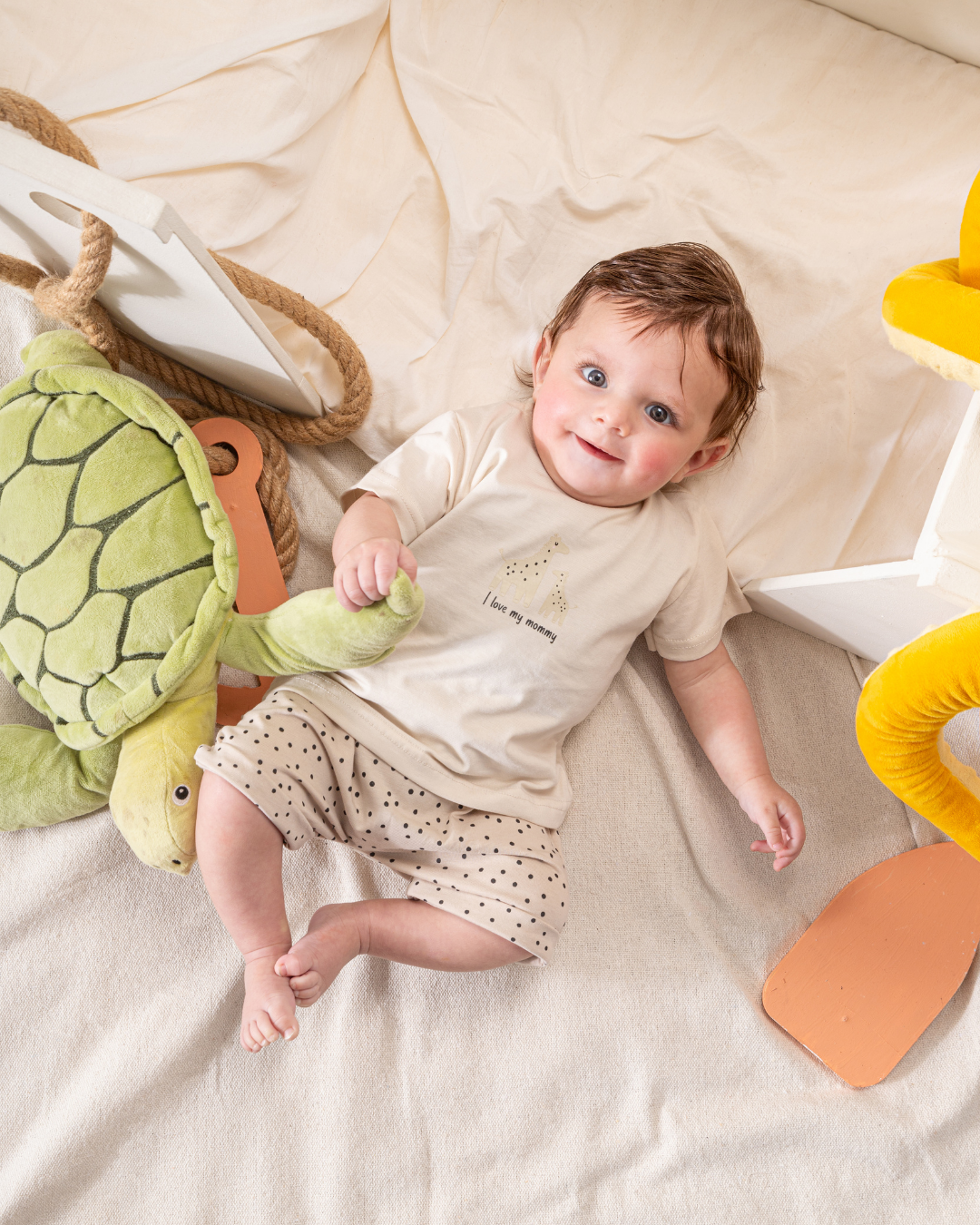 بيجاما بنص كم و شورت قطن انا احب ماما