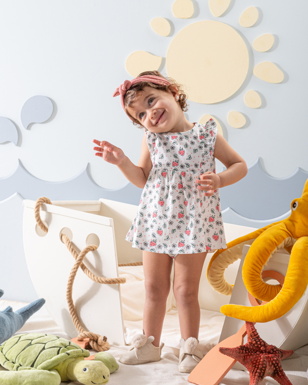 Strawberry Dress cotton with ruffle 