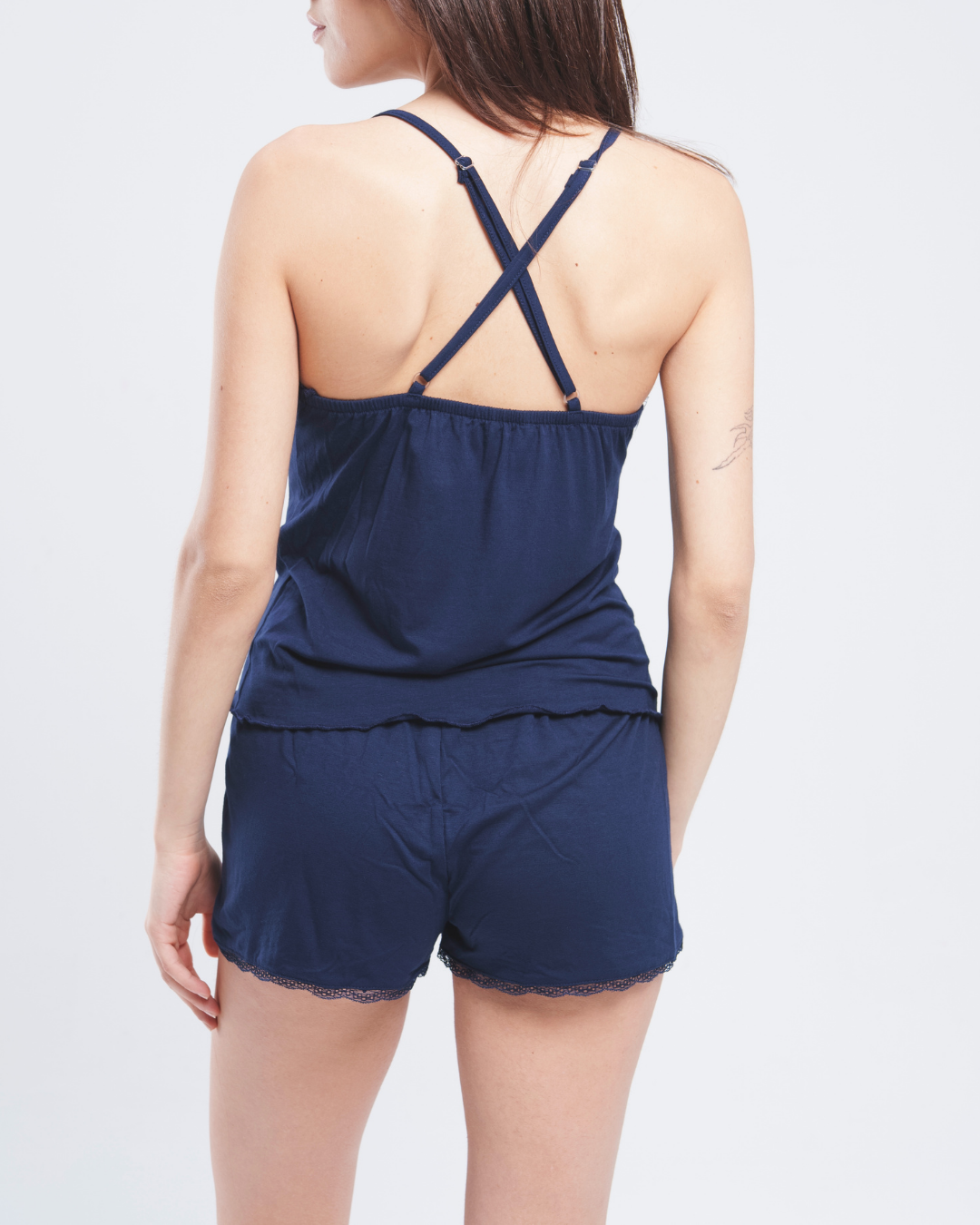 بيجاما حريمي شورت و توب حمالة بدانتل