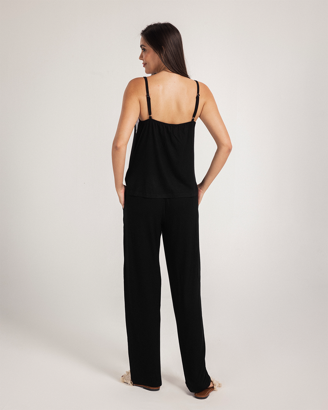 Pajama Pants Viscose with straps and lace