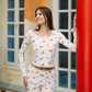Women's Long Sleeve Orange Rose Pajamas 