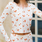 Women's Long Sleeve Orange Rose Pajamas 