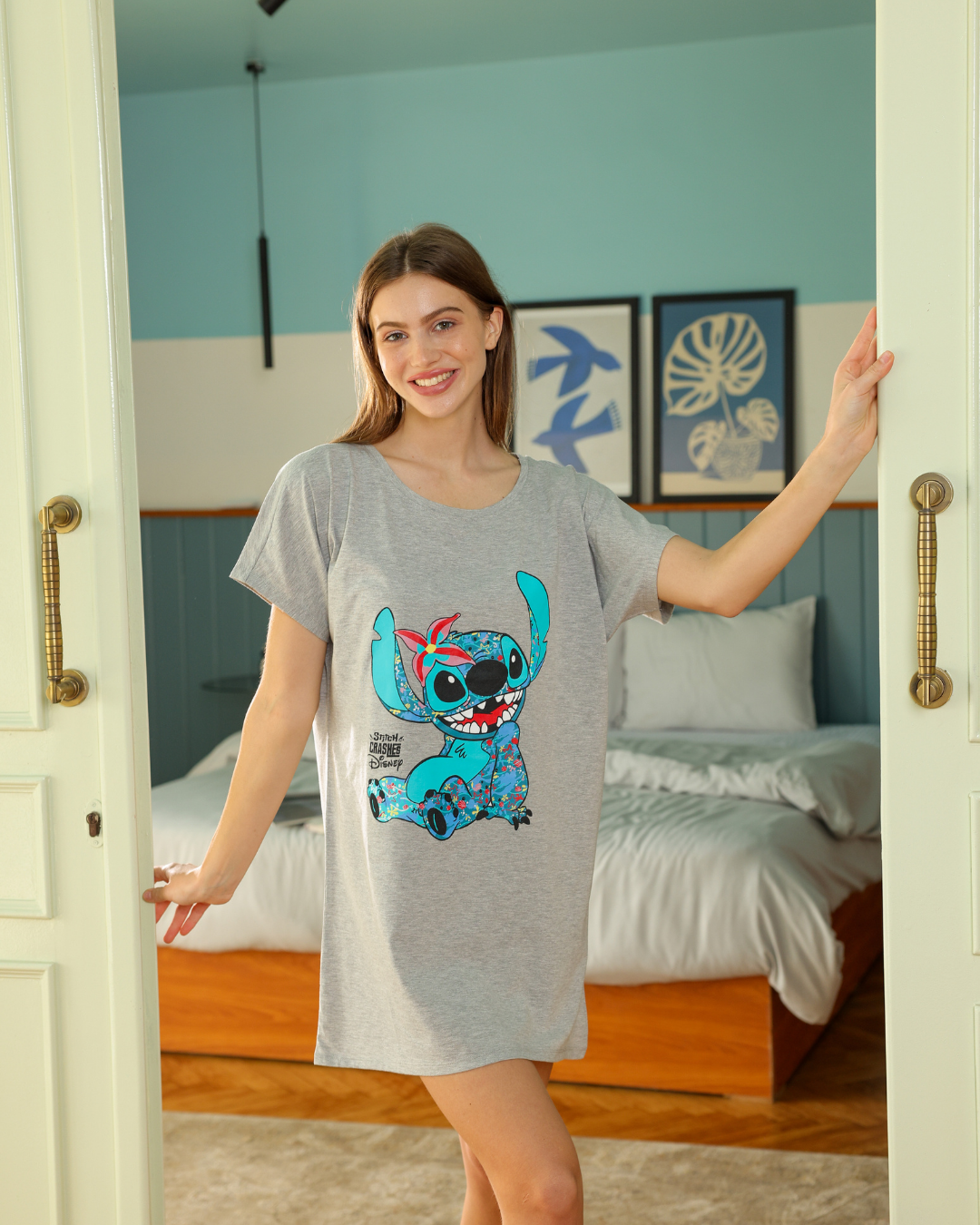 نايت شيرت اوفر سايز مطبوع ستيتش