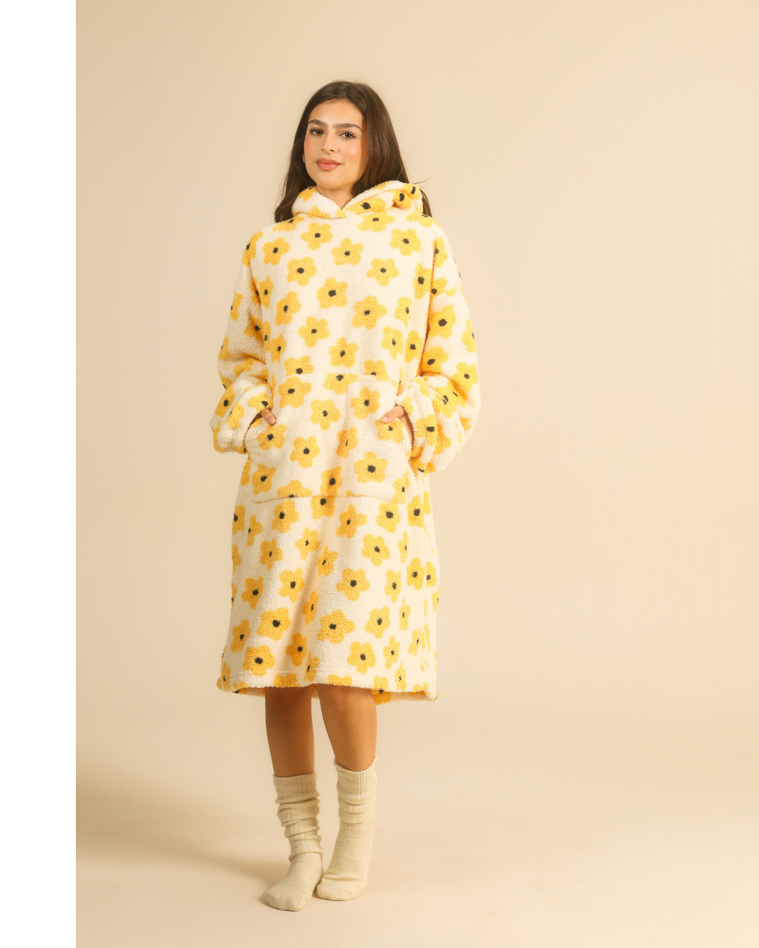Enjoy Warmth in Big Yellow Flowers Wearable Blanket 