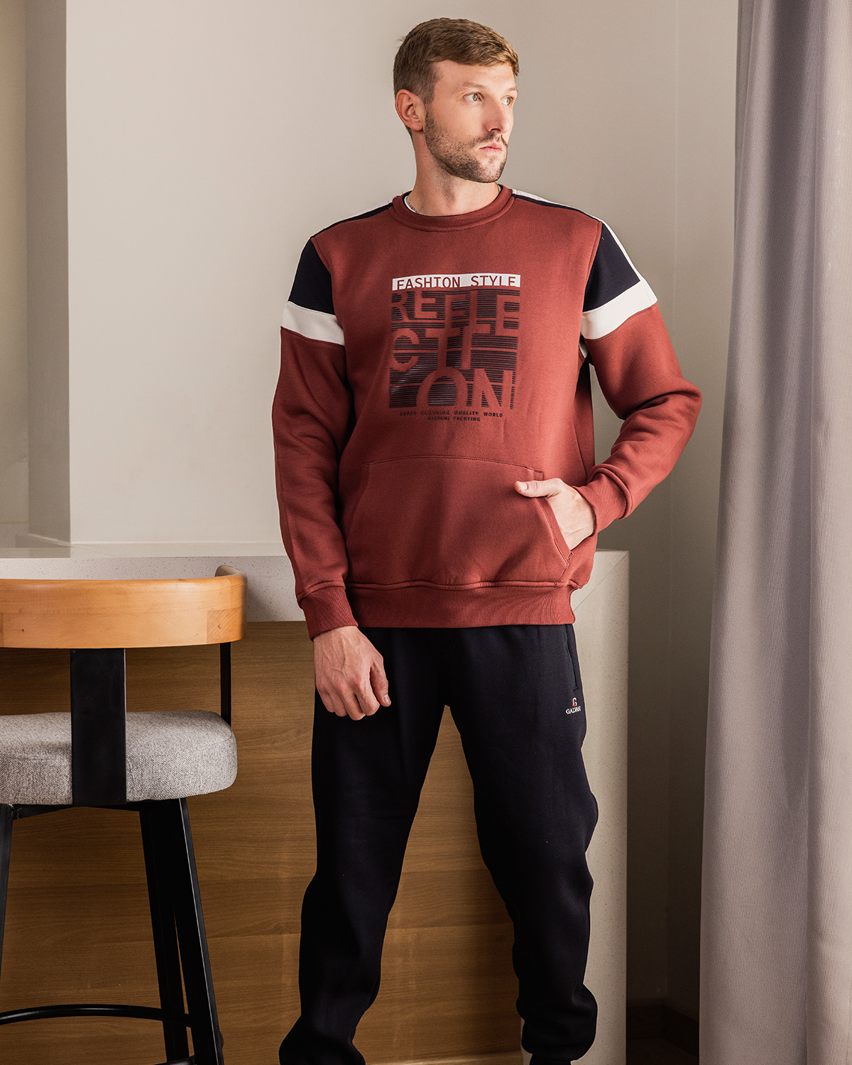 FASHION STYLE Men's pajamas, printed on the chest