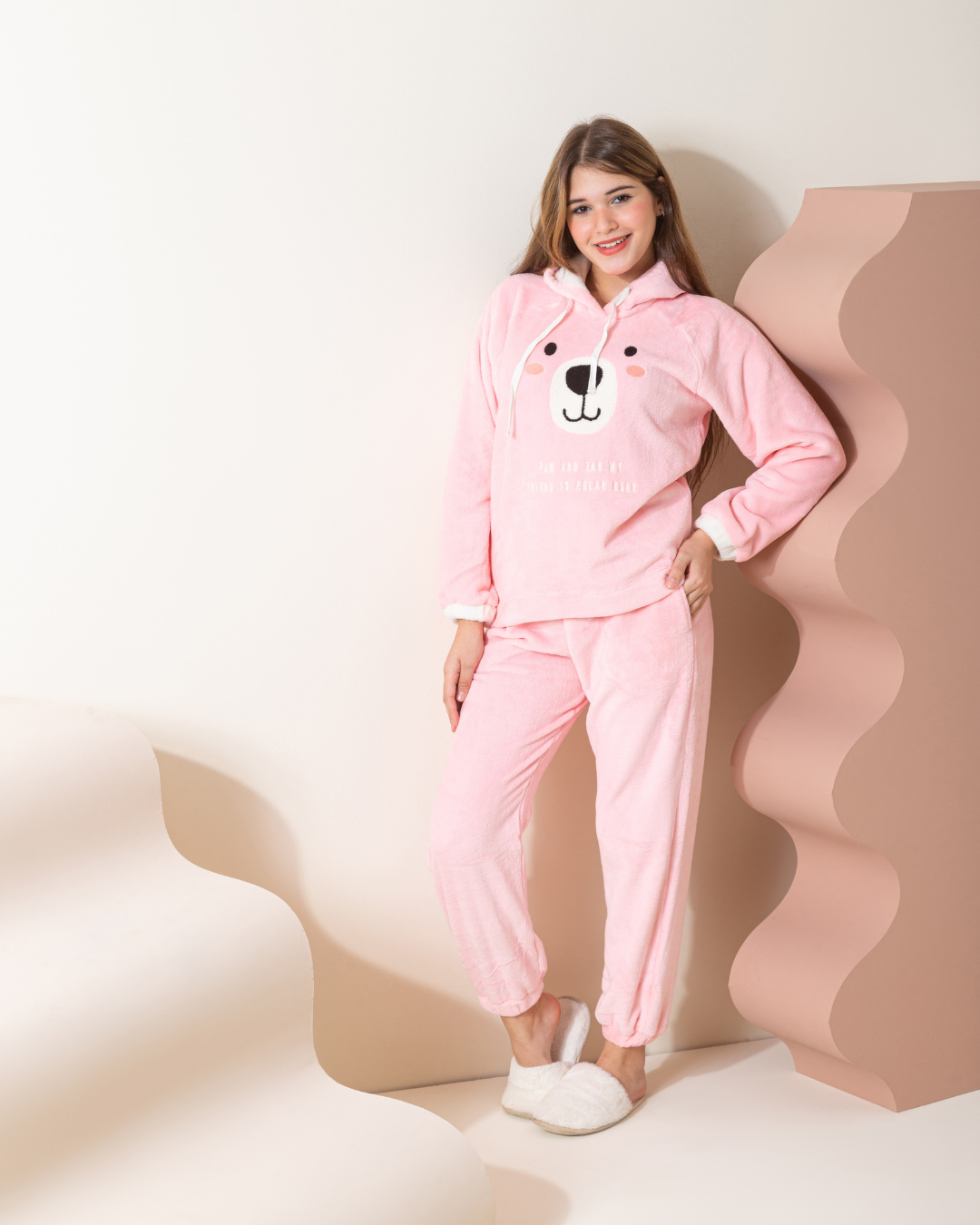 Dream Bear بيجاما بناتي بولار كُم طويل