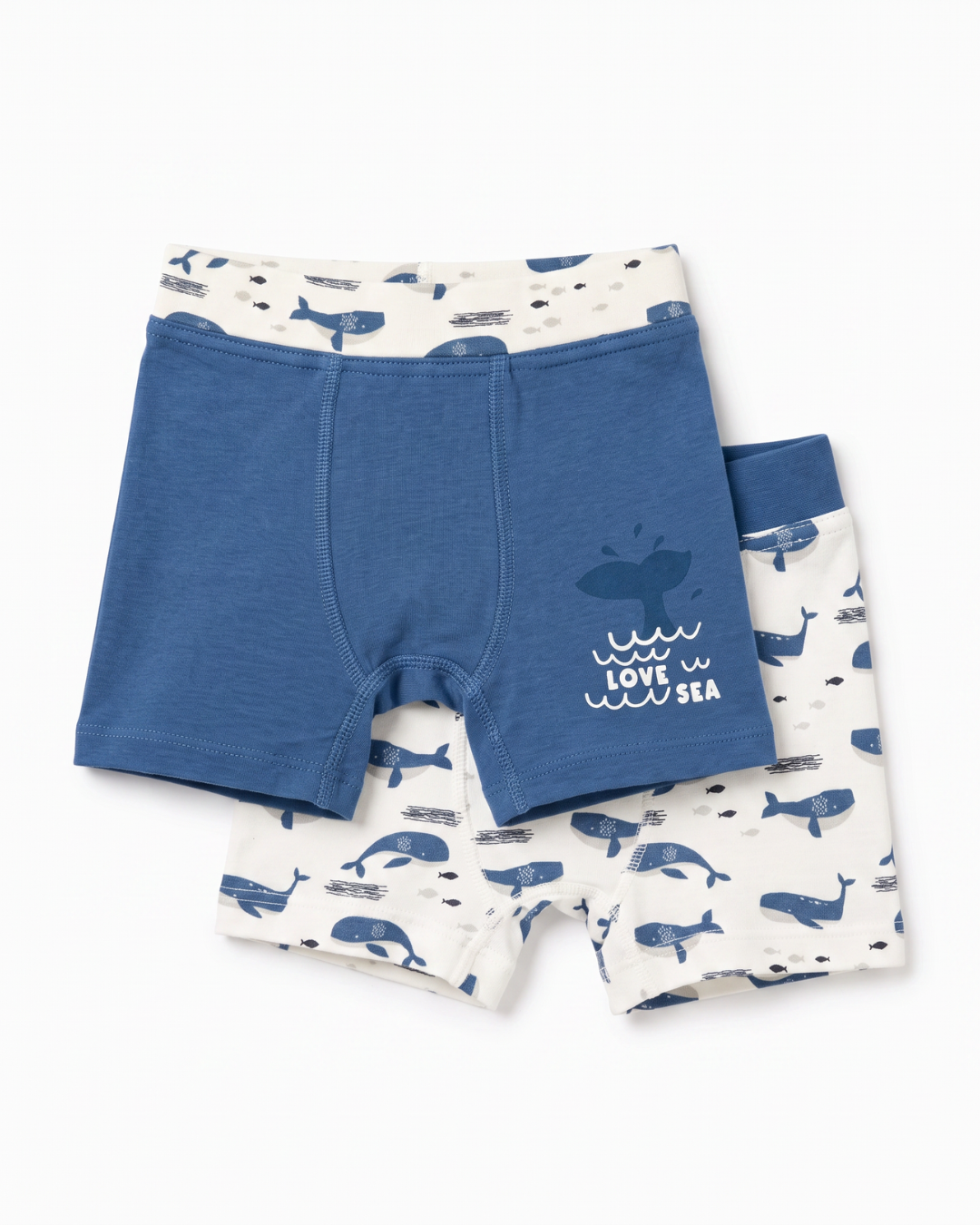 Boys Flat Elastic Whales Boxer Briefs