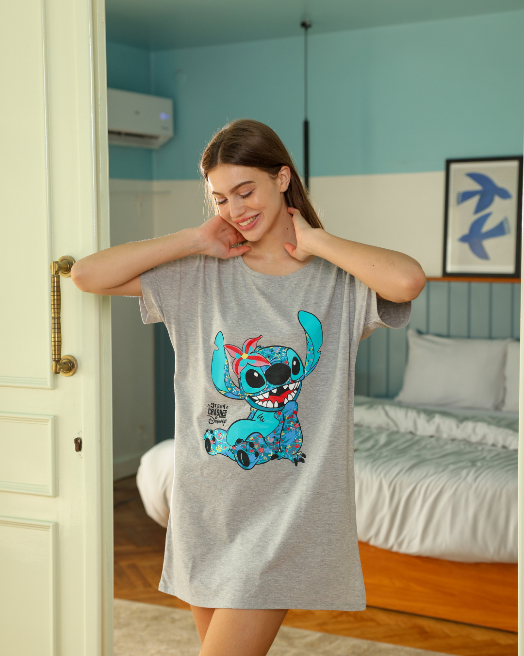 نايت شيرت اوفر سايز مطبوع ستيتش