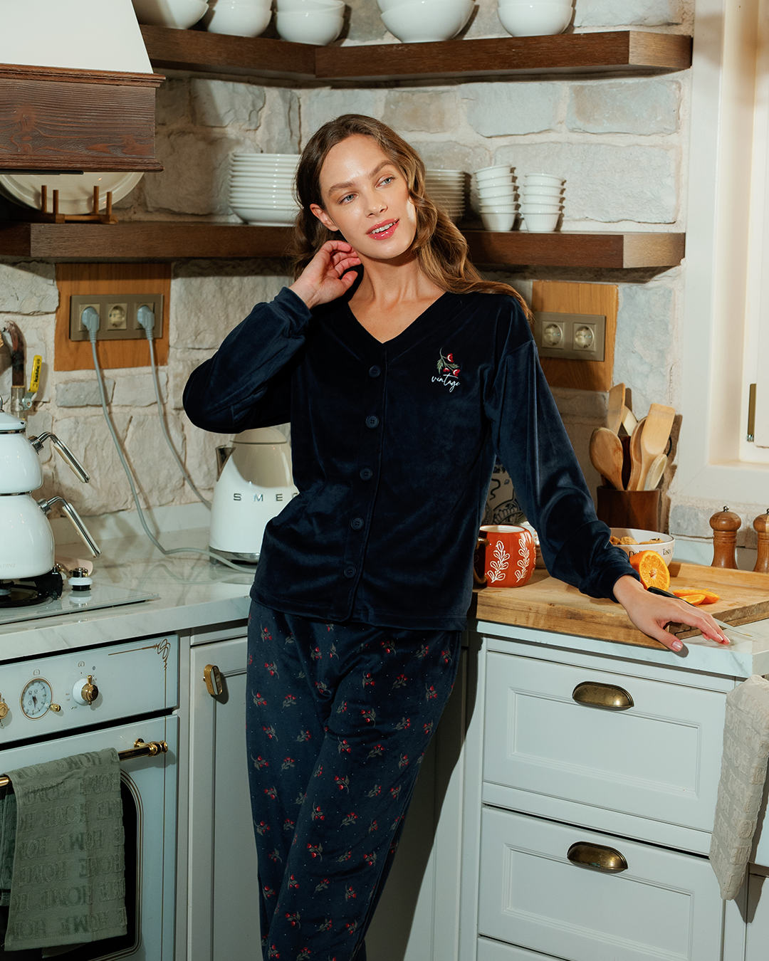 Vintage Long Sleeve Button Down Pajamas