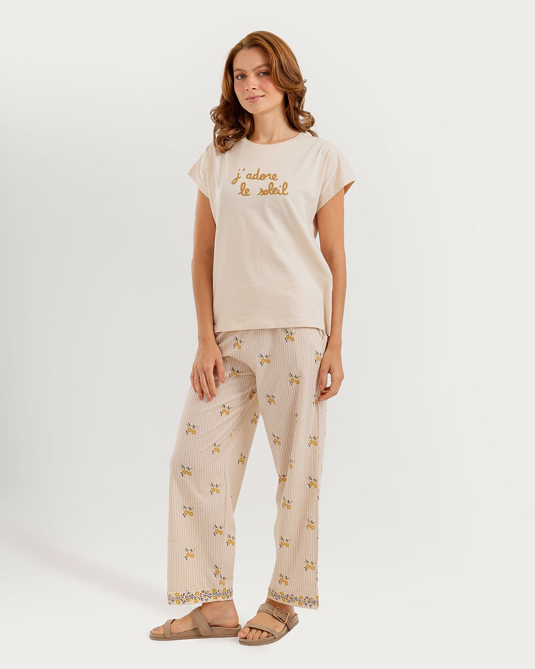 Women's Wide Leg Pants Pajama Set