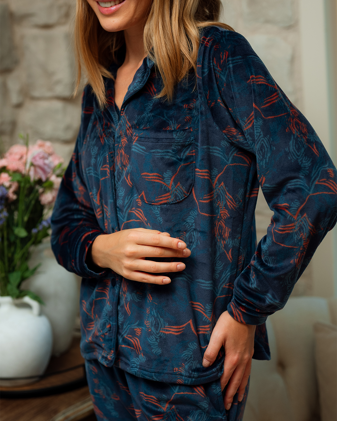 بيجاما كلاسيك بزراير تايجر