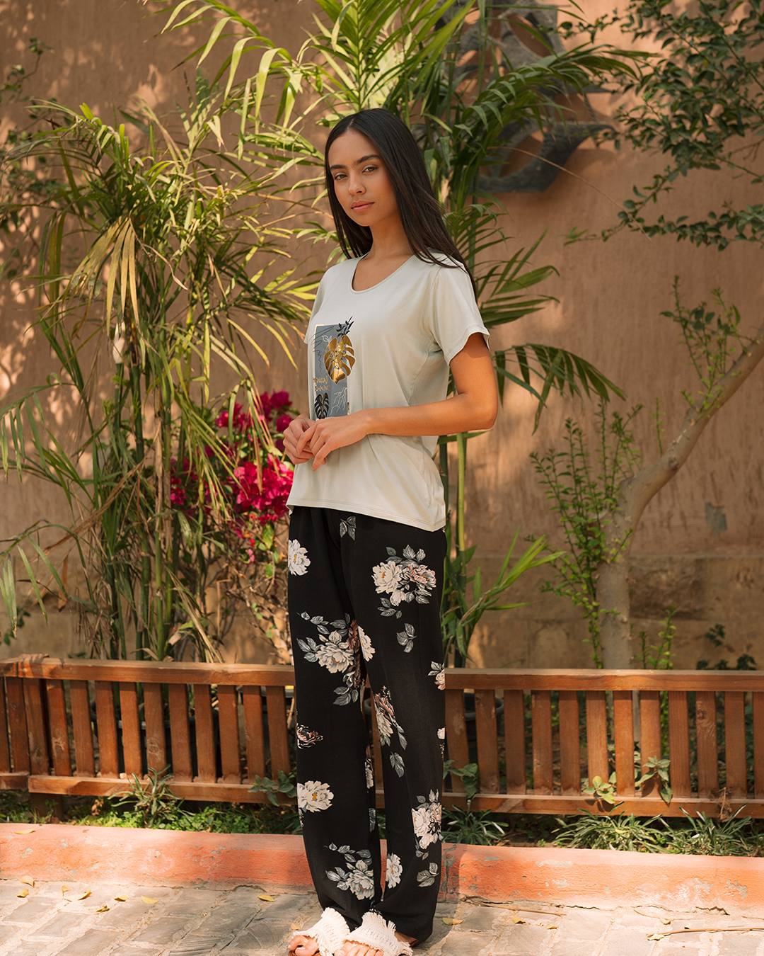 Women's Pajama Print Square Branch Pants