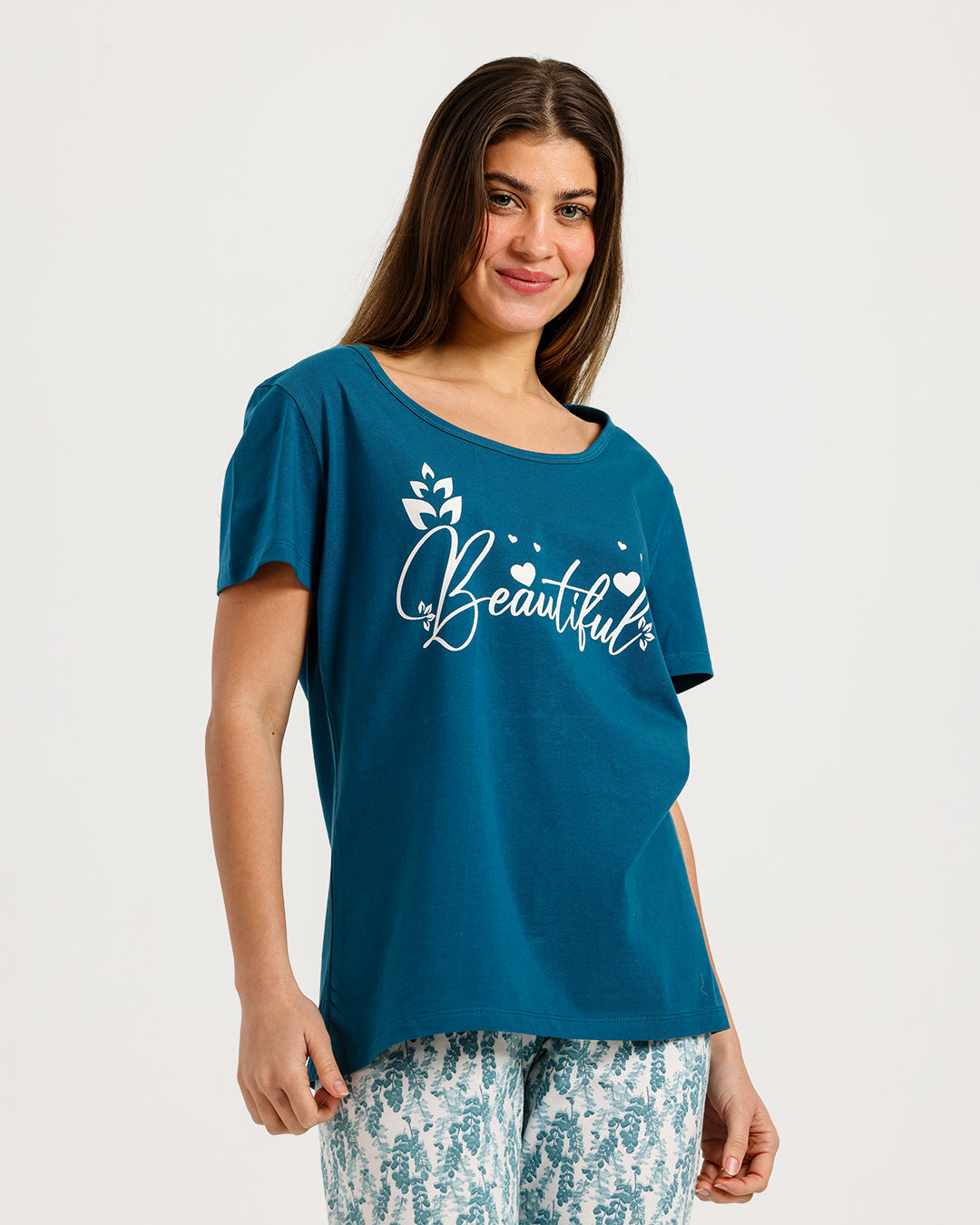 Women's Short Sleeve Pajama Set with Capri Pants