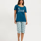 Women's Short Sleeve Pajama Set with Capri Pants