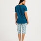 Women's Short Sleeve Pajama Set with Capri Pants