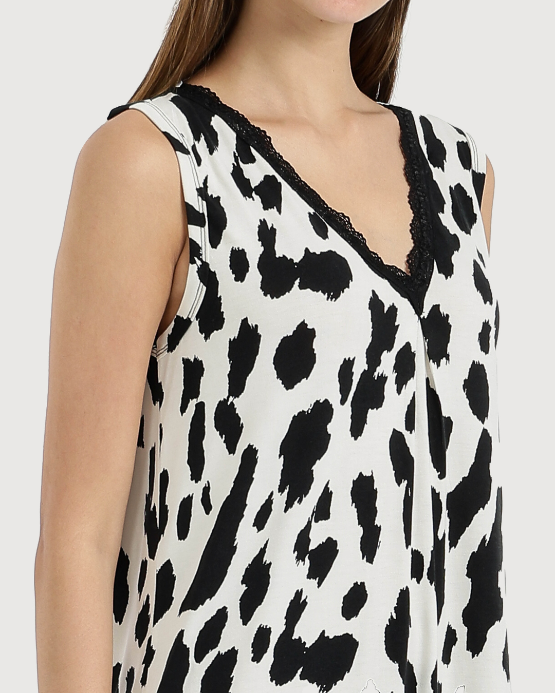 Women's V-Neck Camisole with Printed Sleeve