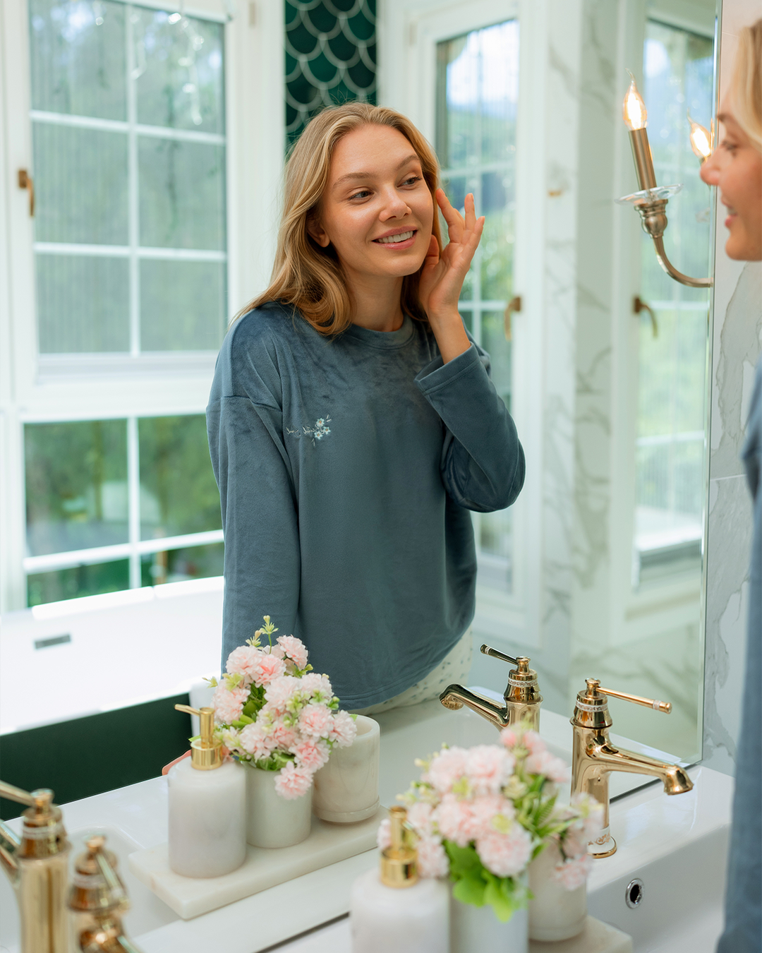 بيجاما قطيفه اوراق شجر رقيقه