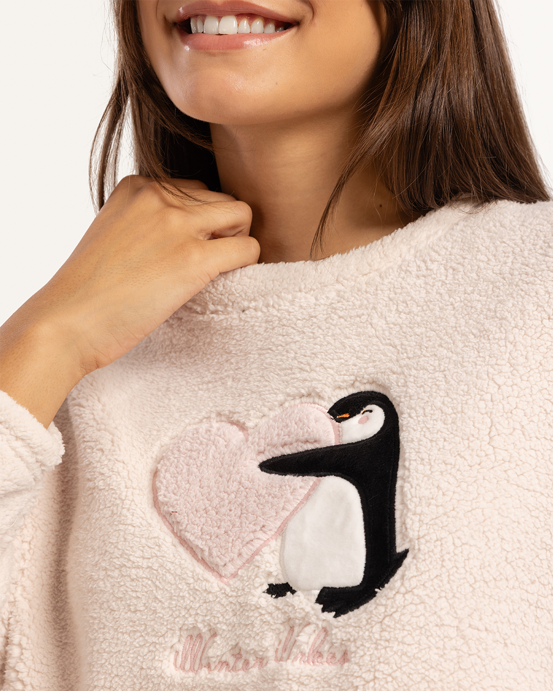 بيجاما بكم طويل و بنطلون بولار بطريق